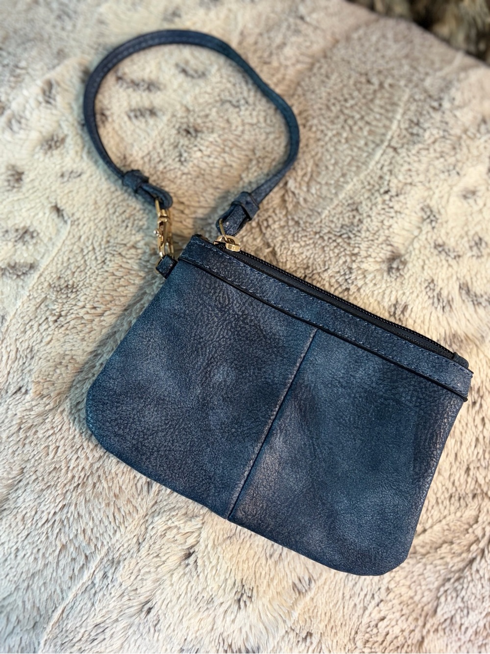 Wilson Leather Wristlet - Navy Blue #1337